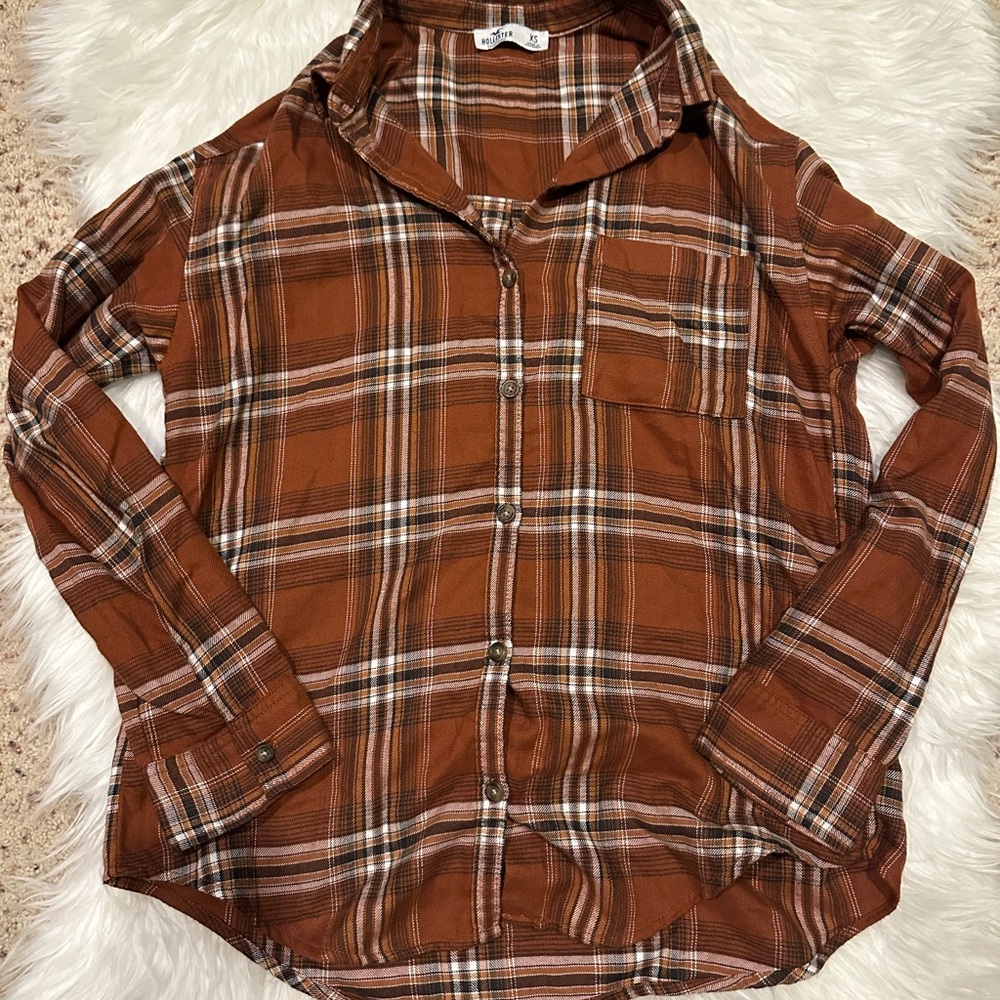 Hollister Rust Plaid Shirt